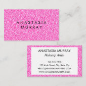 Chic, Girly en Glam Black Hot Pink Glitter Sparkle Visitekaartje (Voorkant / Achterkant)
