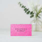 Chic, Girly en Glam Black Hot Pink Glitter Sparkle Visitekaartje (Staand voorkant)