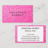 Chic, Girly en Glam Black Hot Pink Glitter Sparkle Visitekaartje (Voorkant / Achterkant)