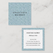 Chic, Girly en Glam Blue Silver Glitter Sparkles Vierkante Visitekaartje (Voorkant / Achterkant)