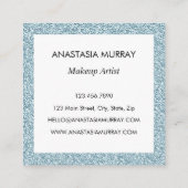 Chic, Girly en Glam Blue Silver Glitter Sparkles Vierkante Visitekaartje (Achterkant)