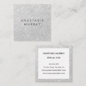Chic, Girly en Glam Grey Silver Glitter Sparkles Vierkante Visitekaartje (Voorkant / Achterkant)
