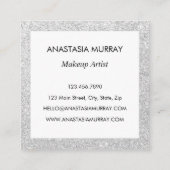 Chic, Girly en Glam Grey Silver Glitter Sparkles Vierkante Visitekaartje (Achterkant)