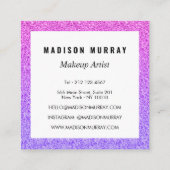 Chic, Girly en Glam Lila Paars Glitter Ombre Vierkante Visitekaartje (Achterkant)