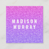 Chic, Girly en Glam Lila Paars Glitter Ombre Vierkante Visitekaartje (Voorkant)