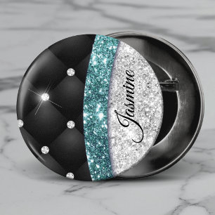 Chic girly faux Silver glitter blauwgroen monogram Magneet