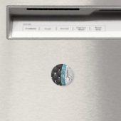 Chic girly faux Silver glitter blauwgroen monogram Magneet (Insitu (Vaatwasser))