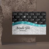 Chic girly faux Silver glitter blauwgroen monogram Magnetisch Visitekaartje
