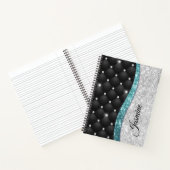Chic girly faux Silver glitter blauwgroen monogram Notitieboek (Binnen)