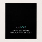 Chic girly faux Silver glitter blauwgroen monogram Visitekaartje (Binnenkant ongevouwen)