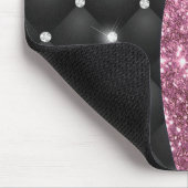 Chic girly faux Silver glitter zwart roze monogram Muismat (Hoek)