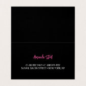 Chic girly faux Silver glitter zwart roze monogram Visitekaartje (Binnenkant ongevouwen)