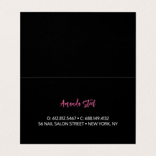 Chic girly faux Silver glitter zwart roze monogram Visitekaartje (Binnenkant ongevouwen)