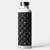 Chic girly faux Silver glitter zwart roze monogram Waterfles (Rechts)