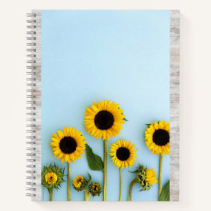 Chic Girly Floral Yellow Sunflower Cute Grey Notitieboek