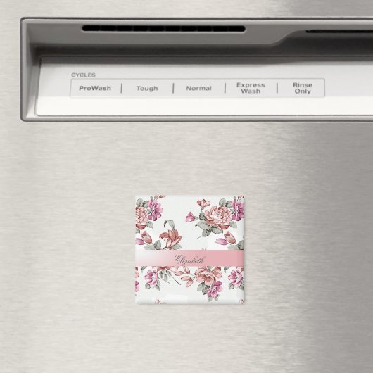 Chic Girly Flowers-Personalized Magneet (Insitu (Vaatwasser))