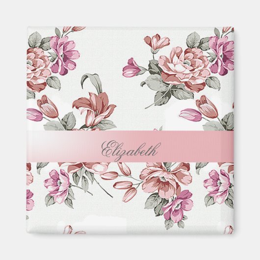  Chic Girly Flowers-Personalized Magneet (Voorkant)