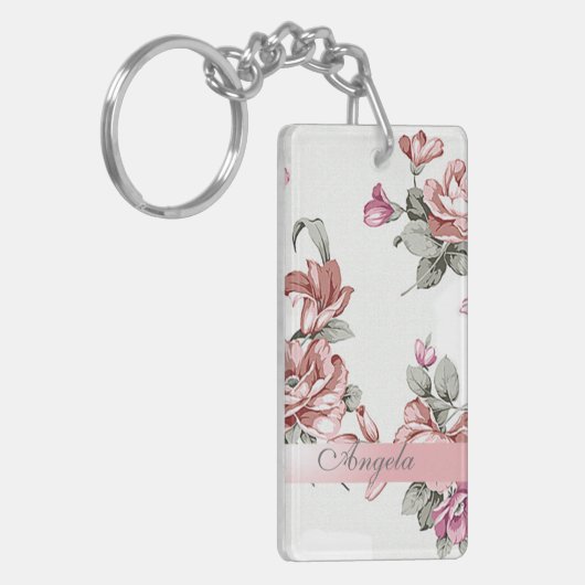  Chic Girly Flowers-Personalized Sleutelhanger (Voorkant Links)