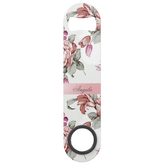  Chic Girly Flowers-Personalized Speed Flessenopener (Voorkant)