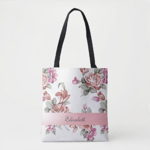  Chic Girly Flowers-Personalized Tote Bag