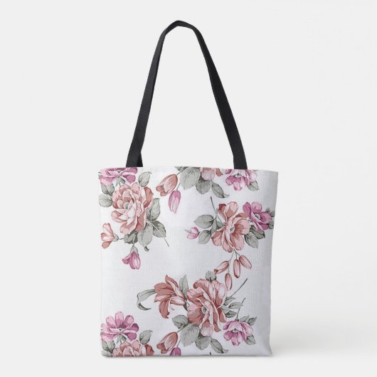 Chic Girly Flowers-Personalized Tote Bag (Achterkant)