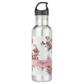  Chic Girly Flowers-Personalized Waterfles (Voorkant)