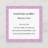 Chic, Girly & Glam Lila Paars Glitter Sparkles Vierkante Visitekaartje (Achterkant)