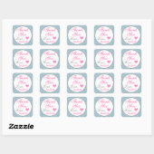 Chic Girly Glam roze Light Blue Glitter Dank je Vierkante Sticker (Vel)
