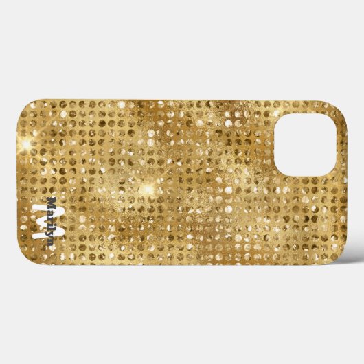 Chic Girly Gold Diamond Glitter Monogram Naam Case-Mate iPhone Case (Achterkant (horizontaal))