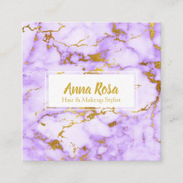 *~* Chic Girly Gold Paarse Marble Makeup Popular Vierkante Visitekaartje