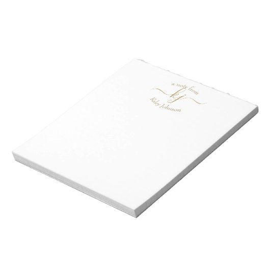 Chic Girly Gold White 2 Monogram Initiaal Notitieblok (Linkerzijde)