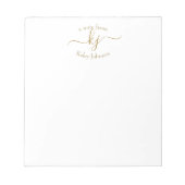 Chic Girly Gold White 2 Monogram Initiaal Notitieblok (Voorkant)