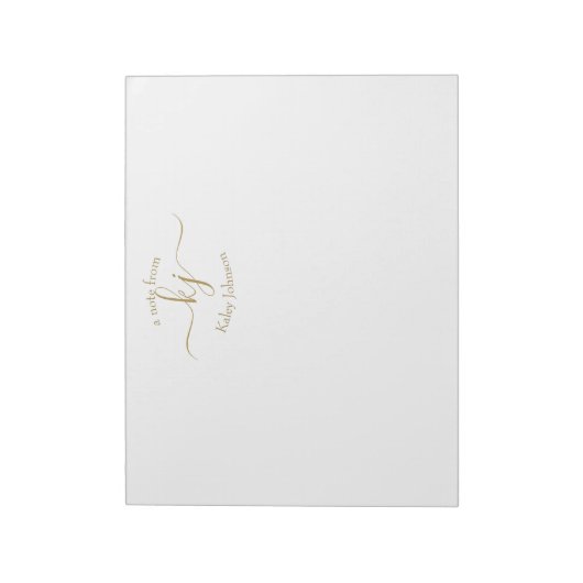 Chic Girly Gold White 2 Monogram Initiaal Notitieblok (Linkerzijde)