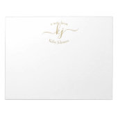 Chic Girly Gold White 2 Monogram Initiaal Notitieblok (Voorkant)
