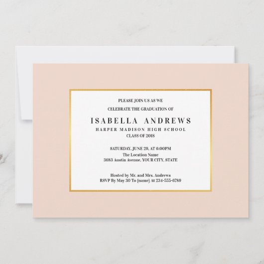 Chic Girly Hand Lettered Afstuderen van de Foto va Kaart (Achterkant)