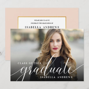 Chic Girly Hand Lettered Afstuderen van de Foto va Kaart