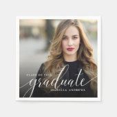 Chic Girly Hand Lettered Afstuderen van de Foto va Servet (Voorkant)