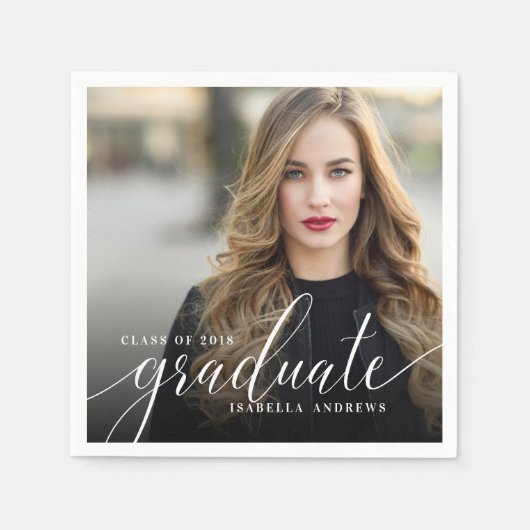 Chic Girly Hand Lettered Afstuderen van de Foto va Servet (Voorkant)