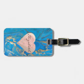 Chic Girly Hearts, Blue Gold Marble - op maat gema Bagagelabel (Voorkant horizontaal)