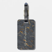 Chic Girly Hearts, Grey Gold Marble Bagagelabel (Achterkant verticaal)