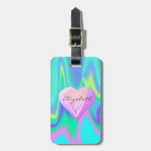 Chic Girly Hearts, holografisch- Gepersonaliseerd Bagagelabel (Voorkant verticaal)
