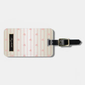 Chic Girly Hearts, Stripes, Lijst - Persoonlijk Bagagelabel (Voorkant horizontaal)