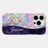 Chic girly iriserende eenhoorn regenboog Case-Mate iPhone case (Achterkant (horizontaal))