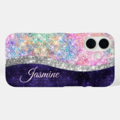 Chic girly iriserende eenhoorn regenboog Case-Mate iPhone case (Achterkant (horizontaal))