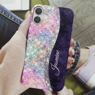 Chic girly iriserende eenhoorn regenboog iPhone 16 hoesje