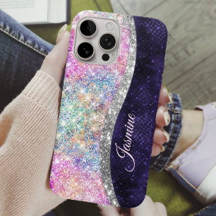 Chic girly iriserende eenhoorn regenboog iPhone 16 pro hoesje