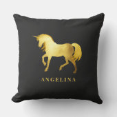 Chic Girly Luxury Black Gold Unicorn - Persoonlijk Kussen (Voorkant)