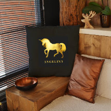 Chic Girly Luxury Black Gold Unicorn - Persoonlijk