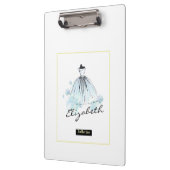 Chic Girly Modern Flowers Blue Dress Klembord (Links)