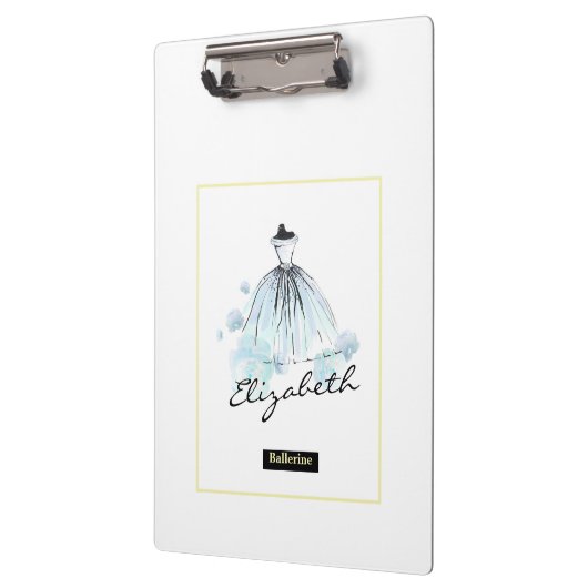 Chic Girly Modern Flowers Blue Dress Klembord (Links)